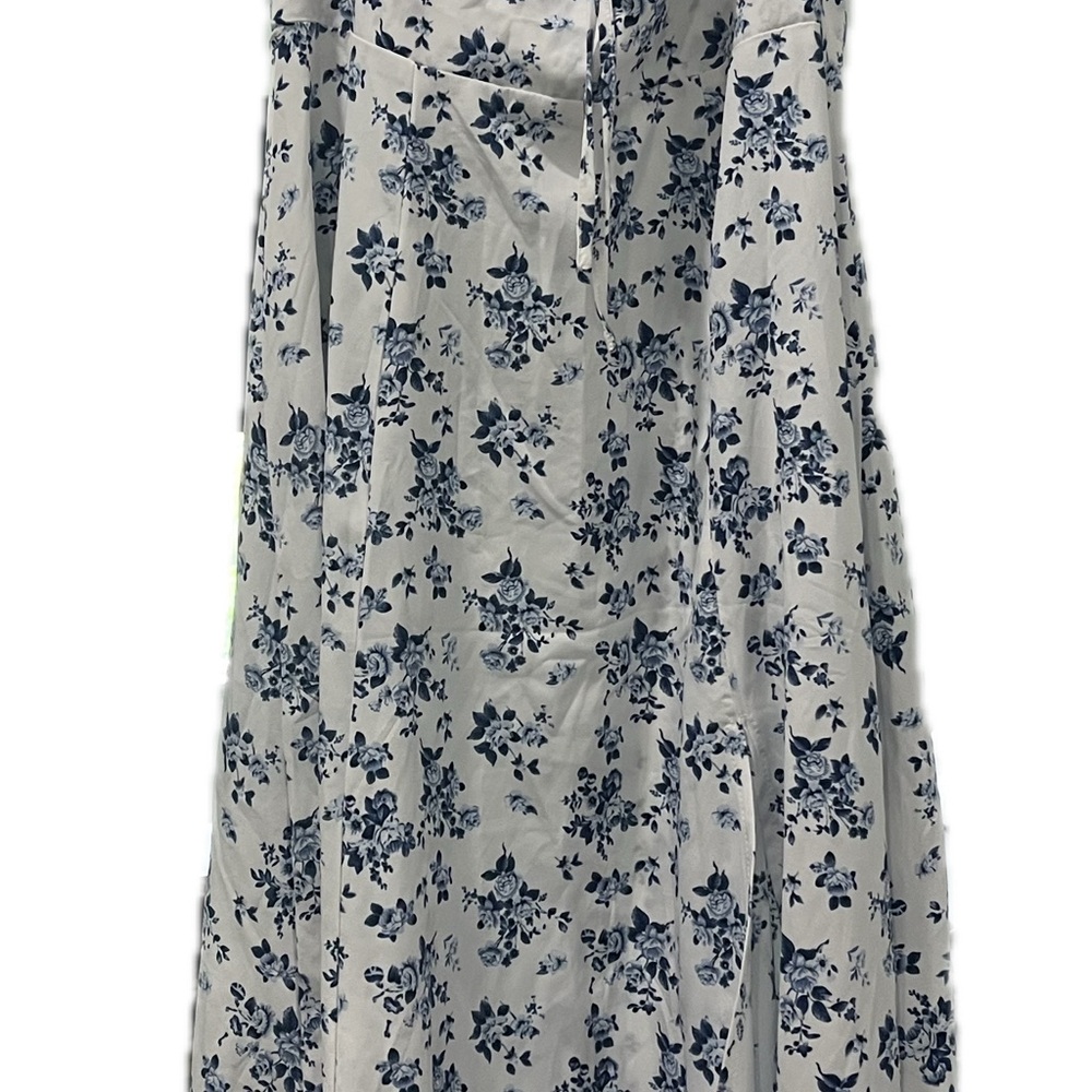 SHEIN Blue White Maxi A-line Dress Ruched Casual